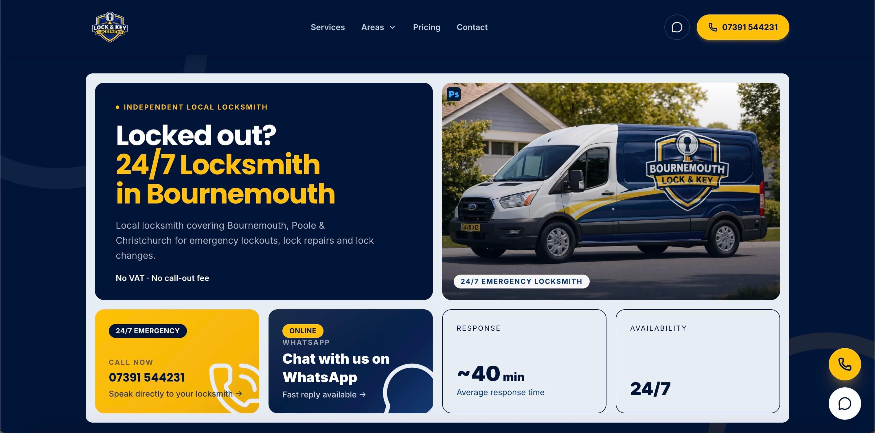 Homepage of the Lock Key Locksmiths website